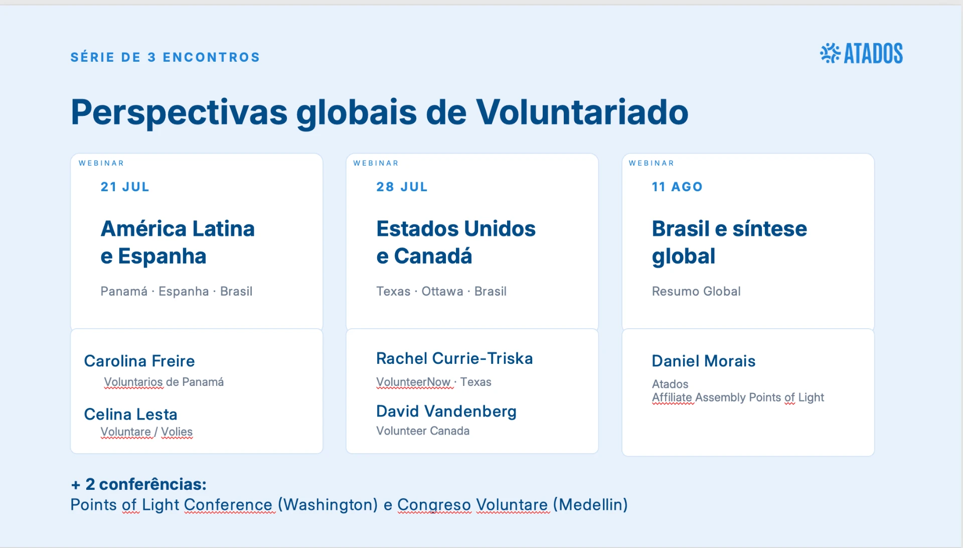 Série de encontros sobre perspectivas globais de voluntariado